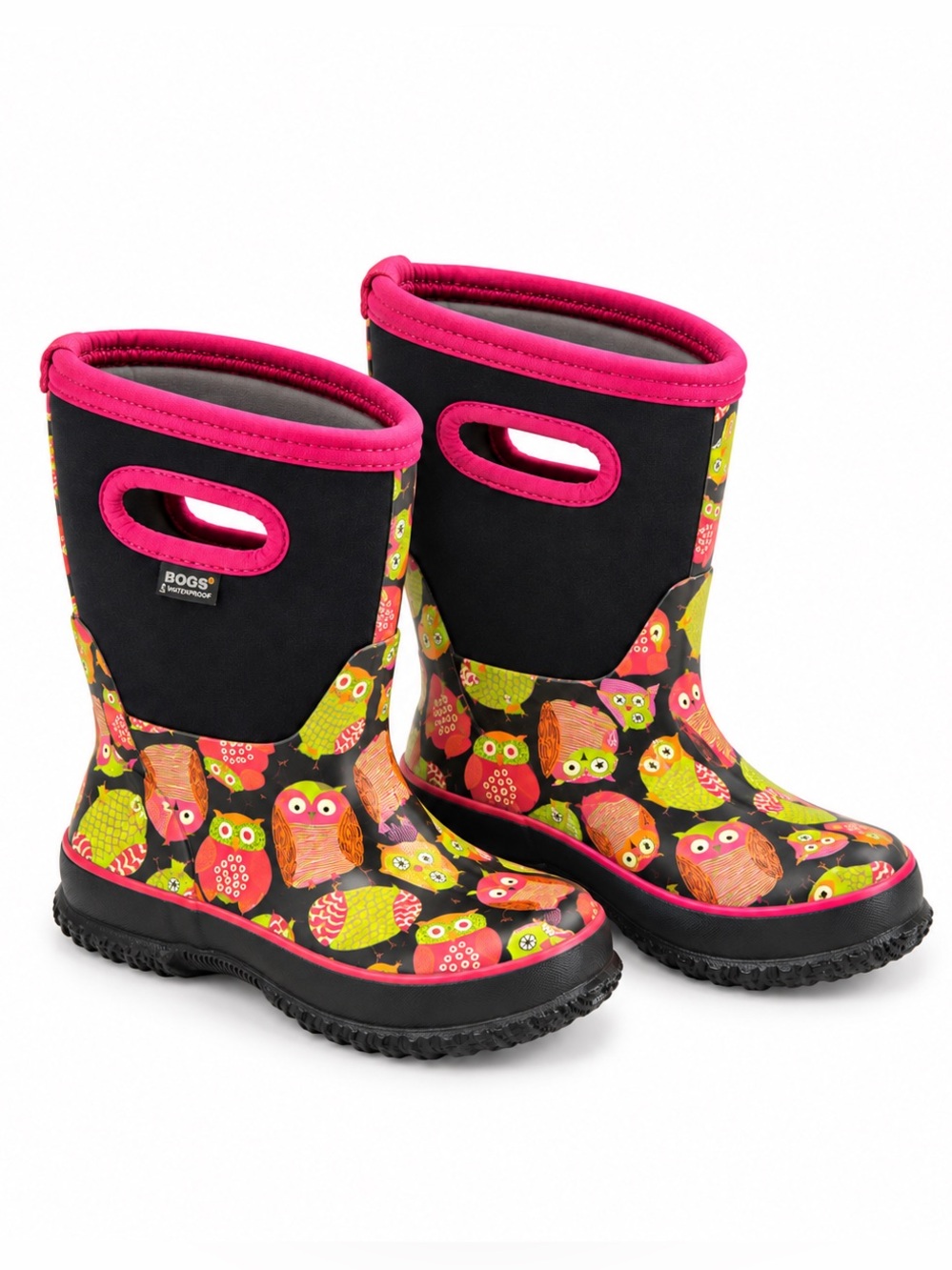 BOGS Girls Classic Owl Waterproof Boots Kids Size 11